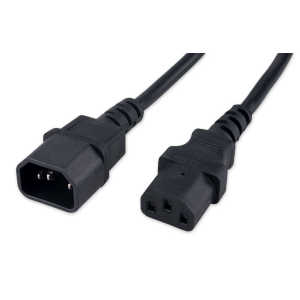 Кабель питания Гарнизон GPC-189-1-1.8M, C13-C14, 3x1.0мм2, 16А, CCA, с заземлением, 1.8м, черный, пакет, фото 