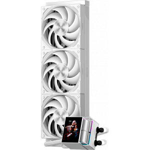 Система охлаждения Water Cooling System PCCooler DS360 Display WH (310W, 360mm, LED, White, ARGB Pump Fans: 3x120mm, 90.56CFM, 39.8dBA, 2500RPM Pump height 65mm, 15dBA, 2600RPM, Rad thickness 27mm S: 1851, 1700, 1200, 115X, AM5, AM4), фото 
