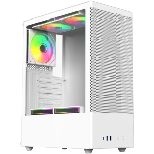 Корпус для ПК ACD Citadel 108W ATX, Type-C + 2XUSB ports + HD audio combo, Mesh, TG, White., фото 