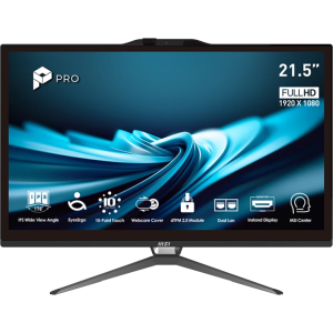 Моноблок MSI Pro AP222T 14MA-642XRU 21.5" Full HD Touch i5 14400 (2.5) 16Gb SSD512Gb UHDG CR без ОС 2xGbitEth WiFi BT клавиатура мышь Cam черный 1920x1080, фото 
