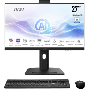 Моноблок MSI Modern AM273QP AI 1UM-089XRU 27" WQHD Core Ultra 7 155H (1.4) 16Gb SSD1Tb Graphics CR без ОС 2.5xGbitEth WiFi BT 150W клавиатура мышь Cam черный 2560x1440, фото 