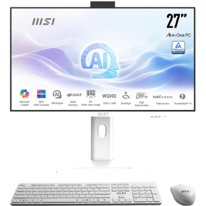 Моноблок MSI Modern AM273QP AI 1UM-094XRU 27" WQHD Core Ultra 7 155H (1.4) 32Gb SSD1Tb Graphics CR без ОС 2.5xGbitEth WiFi BT 150W клавиатура мышь Cam белый 2560x1440, фото 