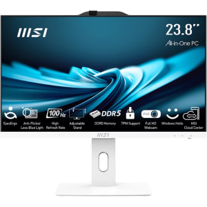 Моноблок MSI Pro AP242P 14M-807XRU 23.8" Full HD i7 14700 (2.1) 32Gb SSD512Gb UHDG 770 без ОС GbitEth WiFi BT 120W клавиатура мышь Cam белый 1920x1080, фото 
