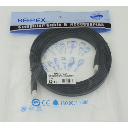 Кабель аудио-видео BEHPEX HDMI (m)/HDMI (m) 3м. черный, фото , изображение 2