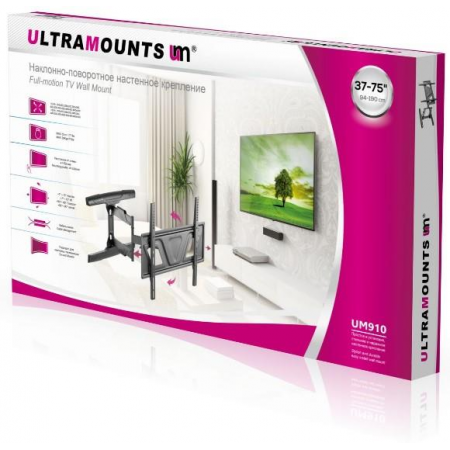 Кронштейн на стену ULTRAMOUNTS UM910 для 37";-75"; черный, фото , изображение 3