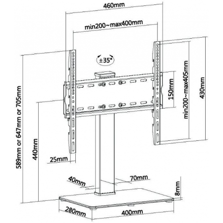 Кронштейн-подставка для телевизора Ultramounts UM 503 черный, фото , изображение 2