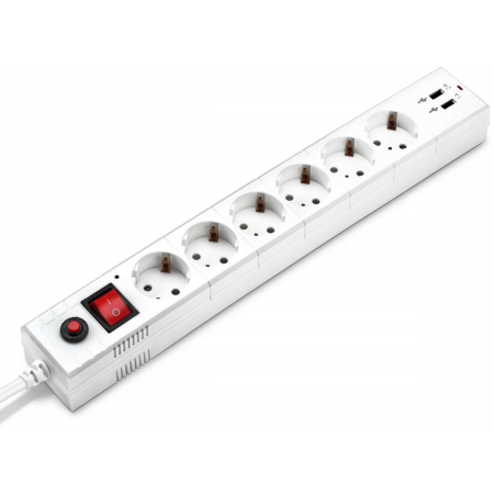 Сетевой фильтр Buro BU-SP1.8_USB_2A-W, фото 