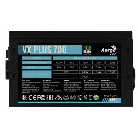 Блок питания 700W AeroCool VX-700 PLUS RGB, фото , изображение 9