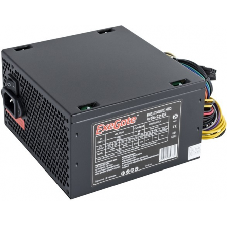 Блок питания 400W Exegate 400NPXE(+PFC), ATX, black, 12cm fan, 6/8pin PCI-E, 3*SATA/ 2*IDE, 1*FDD, фото 