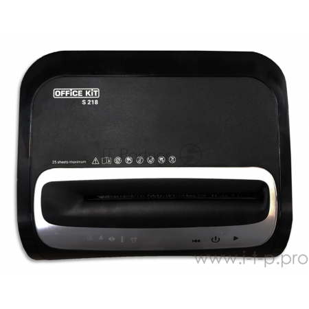 Шредер Office Kit S218 (1,9x13) черный (секр.P-5)/фрагменты/22лист./30лтр./скрепки/скобы/пл.карты/CD, фото 