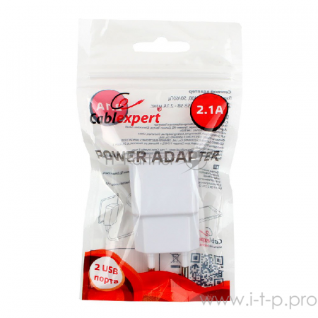 Адаптер питания Cablexpert MP3A-PC-11 100/220V - 5V USB 2 порта, 2.1A, белый, фото , изображение 8