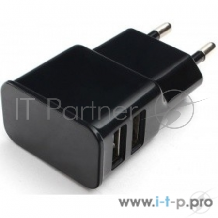 Адаптер питания Cablexpert MP3A-PC-12 100/220V - 5V USB 2 порта, 2.1A, черный, фото , изображение 2