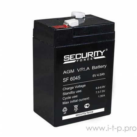 Аккумулятор 6В 4.5А.ч Security Force SF 6045, фото , изображение 2