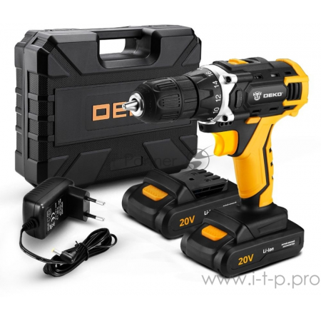 Аккумуляторная дрель-шуруповерт DEKO DKCD20FU-Li Li-Ion 1.5 А·ч 20 В без кейса, фото , изображение 2