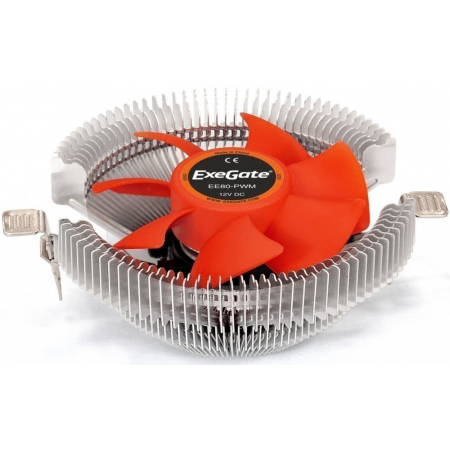 Кулер ExeGate EX286145RUS EE80-PWM (Al, LGA775/1150/1151/1155/1156/1200/AM2/AM2+/AM3/AM3+/AM4/FM1/FM2/754/939/940, TDP 65W, Fan 80mm, PWM, 800-2400RPM, Hydro bearing, 4pin, 11-24db, 205г, с термопастой, на защелках, Retail color box), фото 