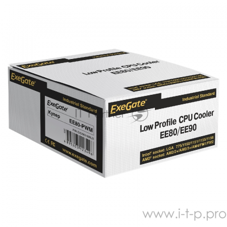 Кулер ExeGate EX286145RUS EE80-PWM (Al, LGA775/1150/1151/1155/1156/1200/AM2/AM2+/AM3/AM3+/AM4/FM1/FM2/754/939/940, TDP 65W, Fan 80mm, PWM, 800-2400RPM, Hydro bearing, 4pin, 11-24db, 205г, с термопастой, на защелках, Retail color box), фото , изображение 6