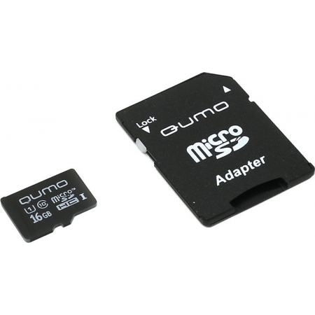 Карта памяти 16Gb MicroSD QUMO + SD адаптер  (QM16GMICSDHC10U1), фото 