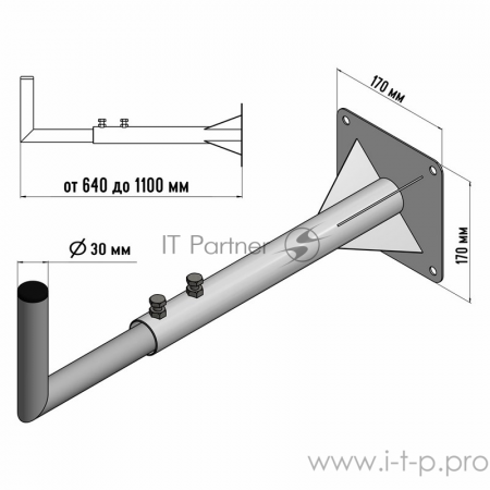 Кронштейн эфирный 60-110 см телескопический REXANT, фото 