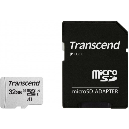 Карта памяти 32Gb MicroSD Transcend + SD адаптер  (TS32GUSD300S-A), фото , изображение 2