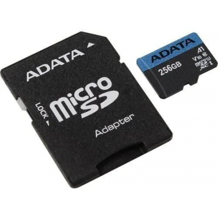 Карта памяти 256Gb MicroSD ADATA Premier + SD адаптер  (AUSDX256GUICL10A1-RA1), фото 
