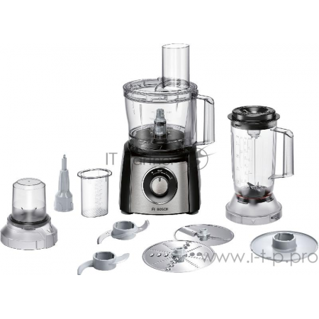 Кухонный комбайн BOSCH MCM3501M / 800 Вт, Скорости: 2, Блендер 1 л, Чаша 2.3 л, Цвет: черны/серебристый, фото 
