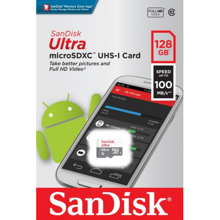 Карта памяти 128Gb MicroSD SanDisk Ultra (SDSQUNR-128G-GN6MN), фото 