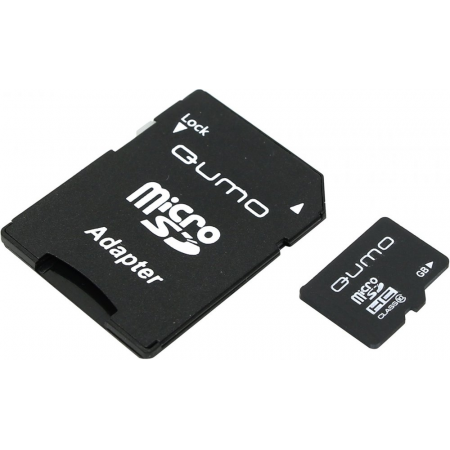 Карта памяти 4Gb MicroSD QUMO + SD адаптер  (QM4GMICSDHC4), фото 