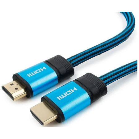 Кабель HDMI Cablexpert, серия Gold, 15 м, v1.4, M/M, синий, позол.разъемы, алюминиевый корпус, нейло, фото 