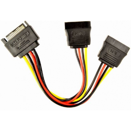 Кабель питания SATA Cablexpert CC-SATAM2F-01, 15pin (M)/2x15pin(F), на 2 SATA устр, 15см, фото 