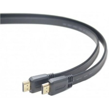 Кабель HDMI Cablexpert CC-HDMI4F-6, 1.8м, v1.4, 19M/19M, плоский кабель, черный, позол.разъемы, экра, фото 