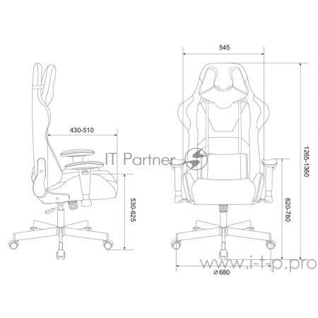 Кресло игровое Бюрократ VIKING KNIGHT LT27 FABRIC синий крестовина металл/пластик, фото , изображение 7