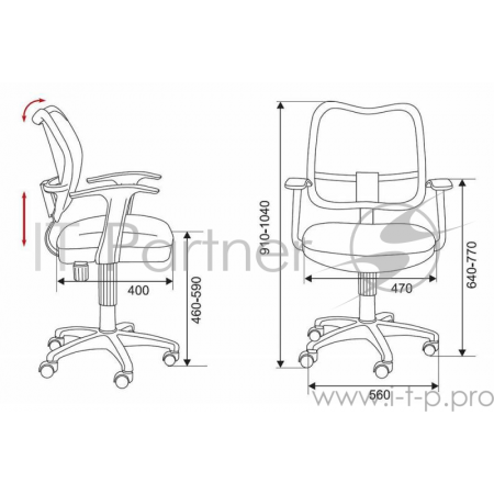 Кресло Бюрократ Ch-797AXSN 26-28 Кресло (спинка черная сетка, сиденье черное 26-28 Т-образные подлокотники), фото , изображение 2
