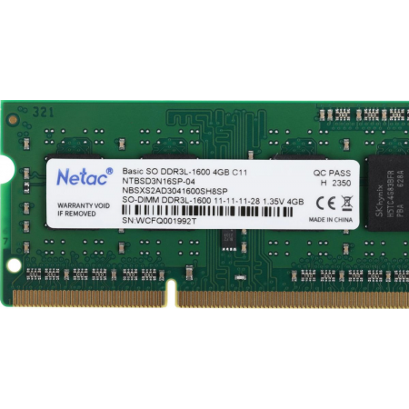 Оперативная память SO-DIMM Netac DDR3 4Gb 1600MHz NTBSD3N16SP-04, фото 