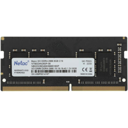 Оперативная память SO-DIMM Netac DDR4 8Gb 2666MHz NTBSD4N26SP-08, фото 