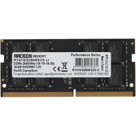 Оперативная память SO-DIMM AMD DDR4 16Gb 2666MHz R7416G2606S2S-U, фото 