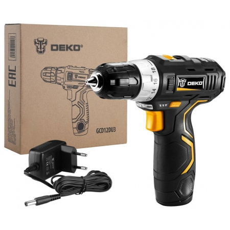 Аккумуляторная дрель-шуруповерт DEKO GCD12DU3 Li-Ion 12 В 1.5 А·ч х1 коробка, фото , изображение 8
