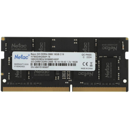 Оперативная память SO-DIMM Netac DDR4 16Gb 2666MHz NTBSD4N26SP-16, фото 