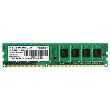 Оперативная память DIMM Patriot Signature DDR3L 4Gb PSD34G1600L81, фото 