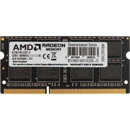 Оперативная память SO-DIMM AMD DDR3 8Gb 1600MHz R538G1601S2SL-U, фото  Оперативная память SO-DIMM AMD DDR3 8Gb 1600MHz R538G1601S2SL-U, фото
