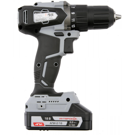 Аккумуляторная дрель-шуруповерт Интерскол ДА-13/18ВК Li-Ion 2.0 А·ч 18 В х2 кейс (575.2.2.70), фото , изображение 3