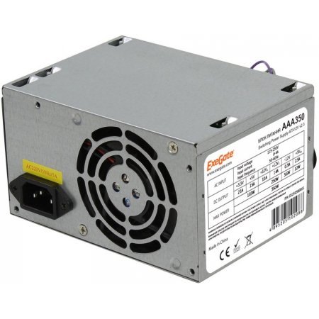 Блок питания 350W Exegate AAA350, ATX, 8cm fan, 24p+4p, 2*SATA, 1*IDE, фото 