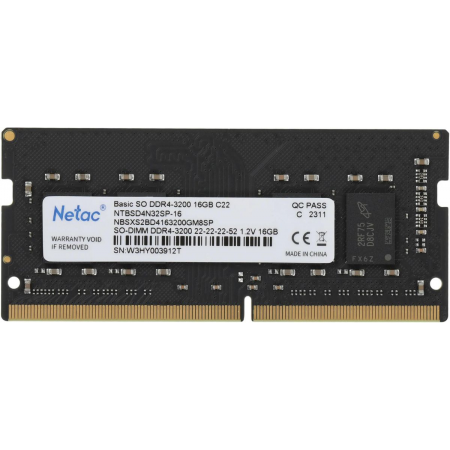 Оперативная память SO-DIMM Netac DDR4 16Gb 3200MHz NTBSD4N32SP-16, фото 