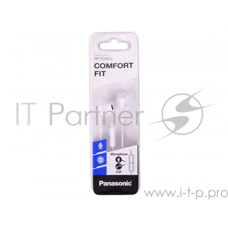 Наушники Panasonic RP-TCM55GC-W внутриканальные 10-24000Гц 1.2м 3.5мм 109дБ микрофон белые, фото 