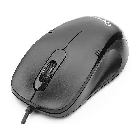 Мышь Gembird MOP-100, USB, черный, 2 кнопки+колесо кнопка, 1000 DPI, кабель 1.45м, фото 