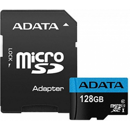 Карта памяти 128Gb MicroSD ADATA Premier + SD адаптер  (AUSDX128GUICL10A1-RA1), фото 