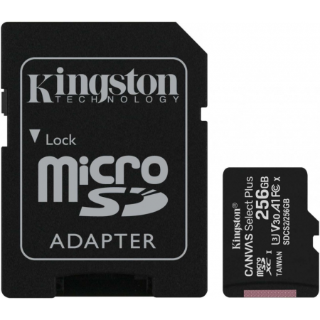 Карта памяти 256Gb MicroSD Kingston Canvas Select Plus + SD адаптер (SDCS2/256GB), фото 