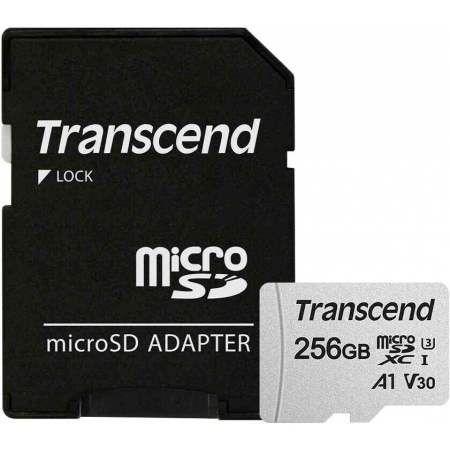 Карта памяти 256Gb MicroSD Transcend + SD адаптер  (TS256GUSD300S-A), фото 