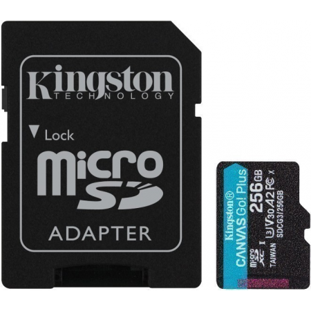 Карта памяти 256Gb MicroSD Kingston + SD адаптер (SDCG3/256GB), фото 
