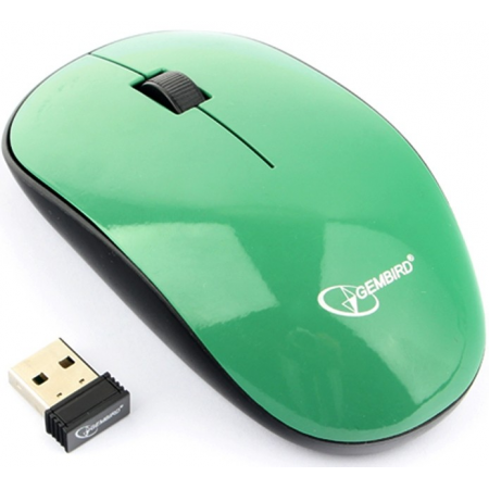 Мышь Gembird MUSW-111 Green, Wireless, 2кн.+колесо-кнопка, 2.4ГГц, 1200 dpi Зеленый, фото 