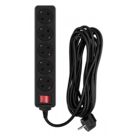 Сетевой фильтр PC Pet AP01006-5-BK 5м (5 розеток) черный, фото 